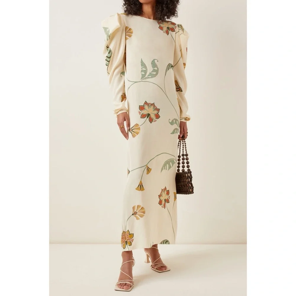 Johanna Ortiz Splashing Flowers Silk Dress - Picture 1 of 4